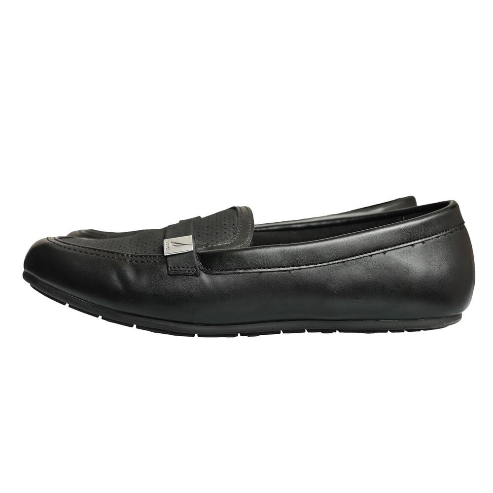 Nautica Women's Black Vegan Leather Slip-On Yarina Loafers Comfort Flats -Sz 9.5